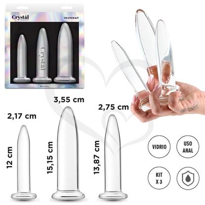 Kit 3 dilatadores anales de vidrio transparentes